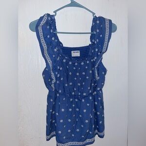 Old Navy Blue and White Floral Blouse